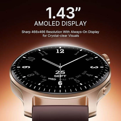 boAt New Launch Ultima Prime Smartwatch with 1.43" AMOLED Display, Personalized Fitness Nudges (Brown) - Rajputtrade