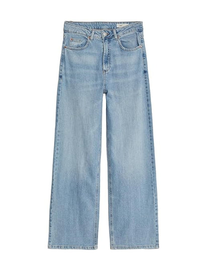 Marks & Spencer Womens Light Wash High Rise Wide Leg Jeans (Size L) - Rajputtrade