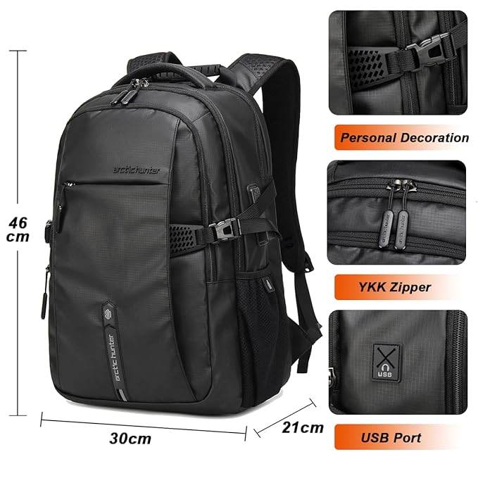 Arctic Hunter Backpack for Men Women 30L Office Casual 15.6-inch Laptop Bag Water-resistant Multi-pockets Sleek Smart College Backpack with USB Port YKK Zipper - Rajputtrade