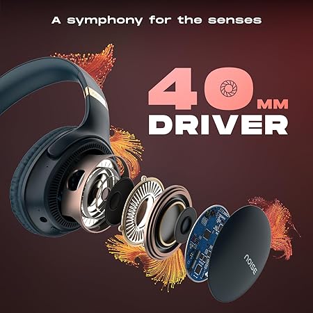 Noise Newly Launched Three Wireless On-Ear Headphones with 70H Playtime, 40mm Driver, Low Latency(up to 45ms),Dual Pairing, BT v5.3 (Blue) - Rajputtrade