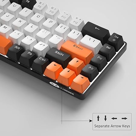 MageGee Product Image Portable 60% Mechanical Gaming Keyboard, MK-Box LED Backlit Compact 68 Keys Mini Wired Office Keyboard with Red Switch for Windows Laptop PC Mac - White/Black - Rajputtrade