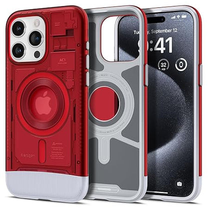 Spigen Classic C1 MagFit Back Cover Case Compatible with iPhone 15 Pro (TPU + Poly Carbonate | Ruby)