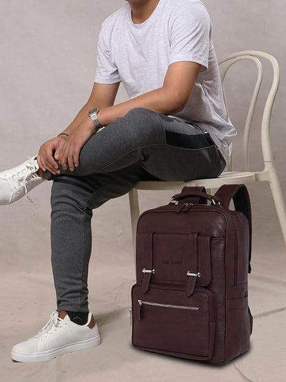 FUR JADEN Vegan Leather Stylish 15.6 Inch Laptop Backpack Travel Weekender Bag For Men Women - Rajputtrade