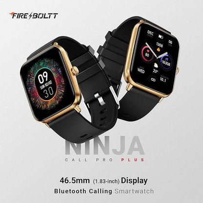 Fire-Boltt Ninja Call Pro Plus Smart Watch 1.83 inch with Bluetooth Calling (Gold Black) - Rajputtrade