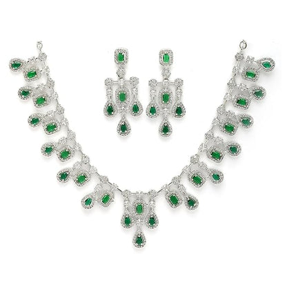 Necklace with Earring Jewellery Set for Girls and Women (Green) - Rajputtrade