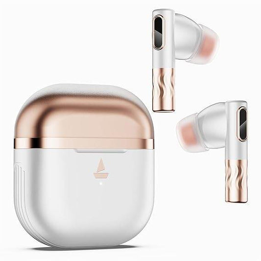 boAt Nirvana Zenith Truly Wireless in Ear Ear Buds w/Dolby Audio, 50dB ANC, Adaptive EQ Powered by Mimi, 6-Mic AI-ENx™, 50 Hrs. Playback & Hearables App Support(Celestial White) - Rajputtrade