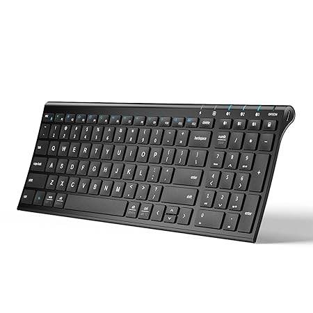Bluetooth Keyboard BK10, Wireless Keyboard for Mac, Multi-Device Easy-Switch for up to 3 Devices, Silent Compact Slim Keyboard for Windows, Laptop, iPhone, iMac, Desktop, PC, Black - Rajputtrade