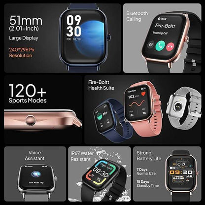 Fire-Boltt Ninja Call Pro Max Smart Watch 2.01 inch Display, Bluetooth Calling (Grey) - Rajputtrade