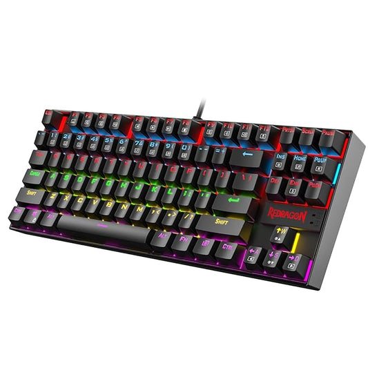 Redragon Kumara K552 Rainbow LED Backlit TKL Ten Key-Less Mechanical Wired Gaming Keyboard Without Numlock Keys (Black) - Rajputtrade