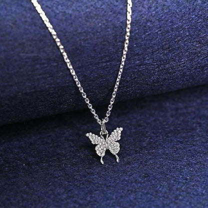 925 Sterling Silver Fia Butterfly Pendant Earrings Chain Necklace Jewellery Set | Platinum Plated, Swiss Zirconia | Gift for Women and Girls - Rajputtrade