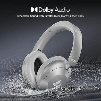 boAt New Launch Rockerz 650 Pro, Touch/Swipe Controls, Dolby Audio, 80Hrs Battery, Wireless Headphone with Mic (Silver ) - Rajputtrade