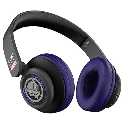 boAt Rockerz 450 Black Panther Edition Bluetooth Wireless On Ear Headphones with mic, 15 Hours Battery (King's Purple)