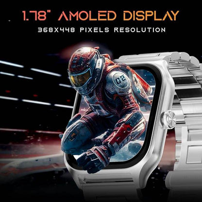 Fire-Boltt Solaris 1.78” AMOLED Always-on Display with 368 * 448 px Resolution, IP68 Water-Resistant (Silver) - Rajputtrade