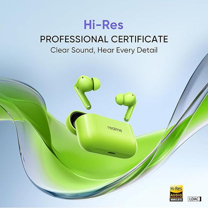 realme Buds T200 True Wireless Earbuds with Hi-Res Audio, 12.4mm Dynamic Bass Drivers, 32 dB ANC, Quad Mic, 45ms Latency, Upto 50 Hrs Playback (4 Color options)