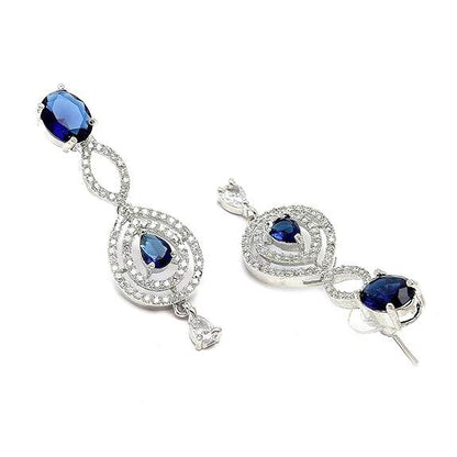 Abstract Necklace With Earrings Jewellery Set For Girls and Women (Blue) - Rajputtrade