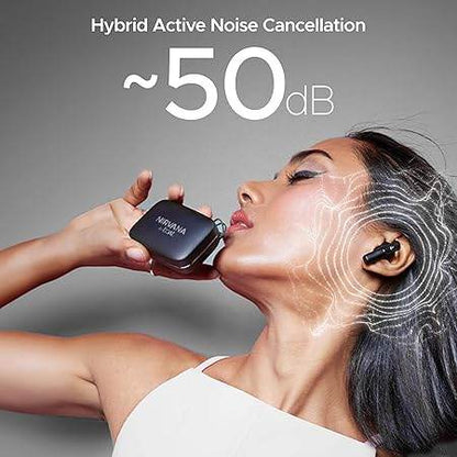 boAt Nirvana Ivy, 50dB Hybrid Active Noise Cancellation, 360º Spatial Audio,Fast Charge,App Support, v5.3 Bluetooth Earbuds, TWS Ear Buds Wireless Earphones with mic (Gunmetal Black) - Rajputtrade