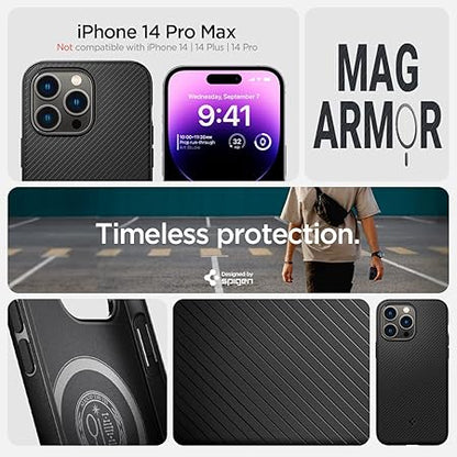 Spigen Mag Armor MagFit Back Cover Case Compatible with iPhone 14 Pro Max (TPU + Poly Carbonate | Matte Black)