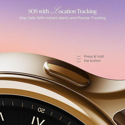 boAt Enigma Daze Women's Luxury Smart Watch w/ 1.3”(3.3cm) Luminous Display, HR & SpO2 (Metallic Gold) - Rajputtrade