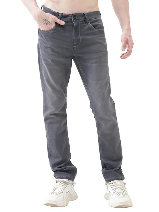 TURMS Men's Black Solid Mid Rise Stretchable Adventure Comfort Denim Pant Cotton Rich Jeans - Rajputtrade