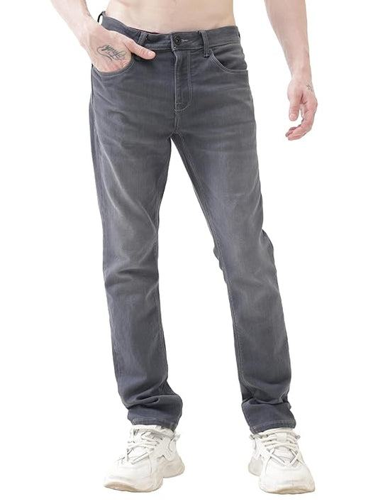 TURMS Men's Black Solid Mid Rise Stretchable Adventure Comfort Denim Pant Cotton Rich Jeans - Rajputtrade