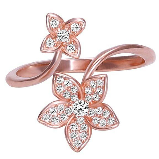 925 Silver Rose Gold Blooming Flower Ring, Adjustable | Gifts for Girlfriend, Gifts for Women and Girls | - Rajputtrade