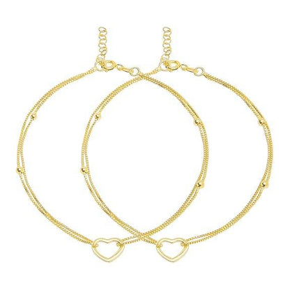 925 Sterling Silver Rose Gold Anklets (Pair) | Gift for Women & Girls - Rajputtrade