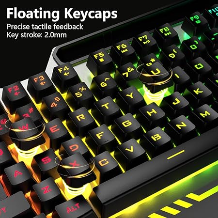AULA T102 Keyboard and Mouse Combo | RGB Backlit Membrane Keyboard and Gaming Mouse | Wired Gaming Keyboard Set for Windows PC Gamers (Grey Panel | Black Keycaps)