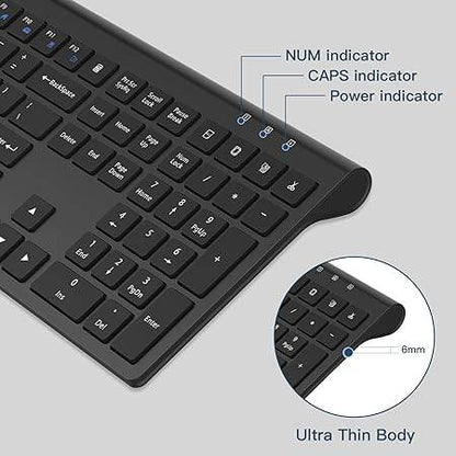 cimetech Full Sized Wireless Keyboard and Mouse Combo for MacBook, 2.4G Comfortable Ultra Slim Ergonomic Keyboard, Plug and Play USB Keyboard for Computer/Laptop - Black - Rajputtrade