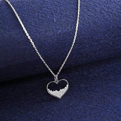 925 Sterling Silver Cuore Heart Pendant Chain Necklace Jewellery Set | Platinum Plated, Swiss Zirconia | Valentine Gift for Women and Girls - Rajputtrade
