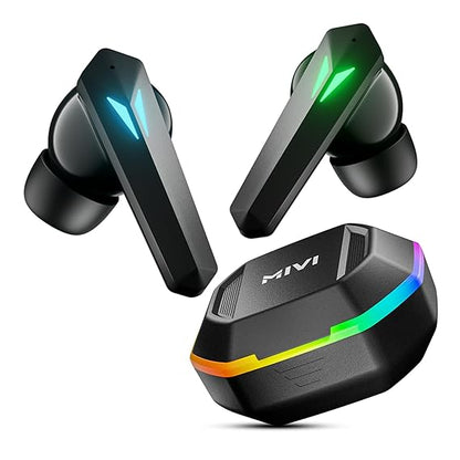 Mivi Commando X7 [Just Launched] Gaming in Ear Earbuds: 35ms Low Latency, Dual RGB,13mm Bass Drivers, 50Hrs Playtime, Type C (Black)