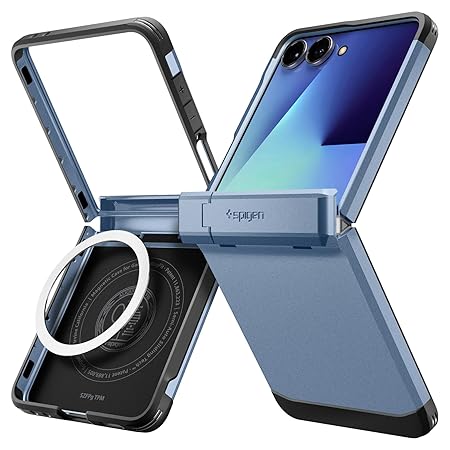 Spigen Tough Armor Pro MagFit for Samsung Galaxy Z Flip 7 Case, Galaxy Z Flip7 Back Cover - TPU + Poly Carbonate｜Sierra Blue
