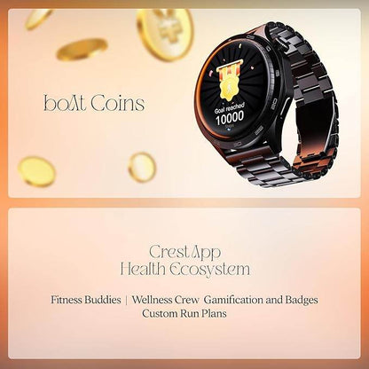 boAt Enigma Radiant Men's Luxury Watch w/Functional Crown, Upto 6 Days Battery, 1.43"(3.63 cm) AMOLED Display Smart Watch (Metal Black) - Rajputtrade