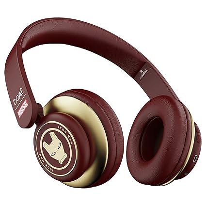 boAt Rockerz 450, 15 HRS Battery, 40mm Drivers, Padded Ear Cushions, Wireless Headphone with Mic (Stark Red)