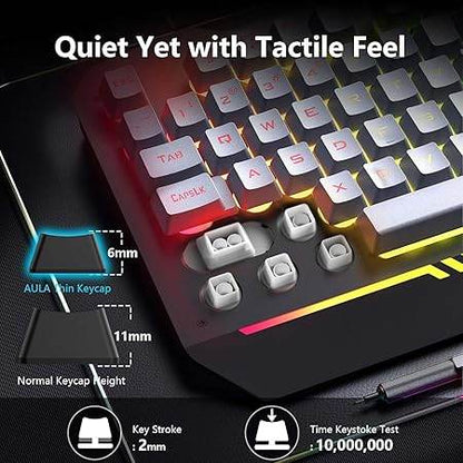 Aula T102 Gaming Keyboard and Mouse Combo | RGB Backlit Membrane Keyboard and Mouse | Wired Set for Windows PC Gamers (Black Panel | Grey Keycaps) - Rajputtrade