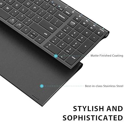 Bluetooth Keyboard BK10, Wireless Keyboard for Mac, Multi-Device Easy-Switch for up to 3 Devices, Silent Compact Slim Keyboard for Windows, Laptop, iPhone, iMac, Desktop, PC, Black - Rajputtrade