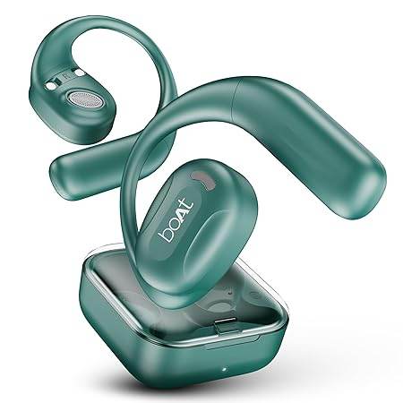 boAt Airdopes Progear Open-Ear Ear Buds for Outdoor Sports W/Air Conduction Tech, in Ear, 4 Mics W/Ai-Enx, 100Hrs Playback, 15Mm Drivers, Secure Fit,Beast Mode W/ 40Ms Latency, ASAP Charge Green - Rajputtrade