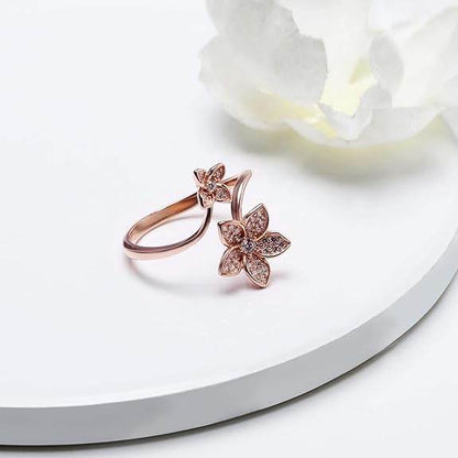 925 Silver Rose Gold Blooming Flower Ring, Adjustable | Gifts for Girlfriend, Gifts for Women and Girls | - Rajputtrade