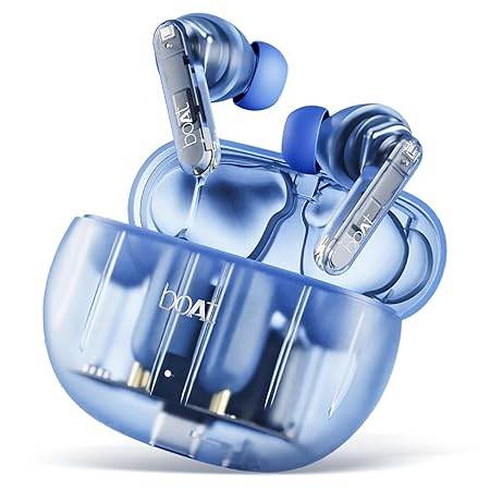 boAt Airdopes 191 ANC, 32dB ANC, Ambient Mode, 60HRS Battery, 4Mics ENx, in-Ear Detection, IWP Tech, Fast Charge, v5.3 Bluetooth Earbuds, TWS Ear Buds Wireless Earphones with mic (Pellucid Blue) - Rajputtrade