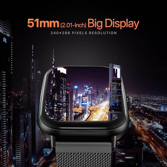 Fire-Boltt Ninja Call Pro Max Smart Watch 2.01 inch Display, Bluetooth Calling (Black SS) - Rajputtrade