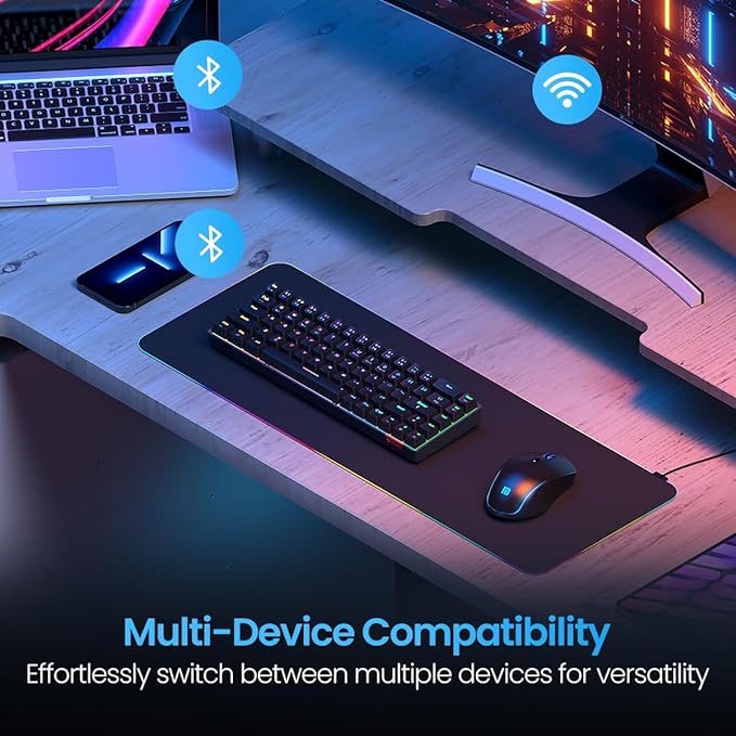 Portronics Hydra 10 Wireless Mechanical Gaming Keyboard with Bluetooth & 2.4 GHz Wireless, Red Switches, Multi-Device Pairing, TKL Compact Size, Multi-Colour Backlight, for Laptop & PC (Black) - Rajputtrade