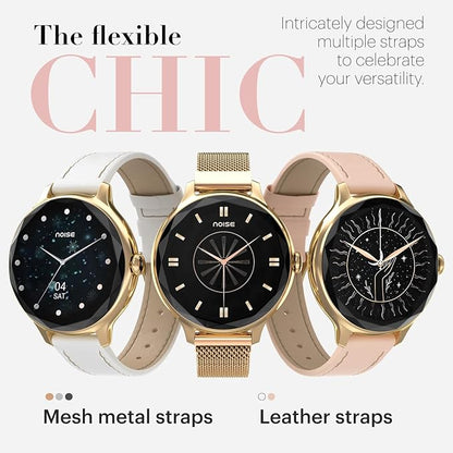 Noise Diva Smartwatch with Diamond Cut dial, Glossy Metallic Finish, AMOLED Display for Women (Gold Link) - Rajputtrade