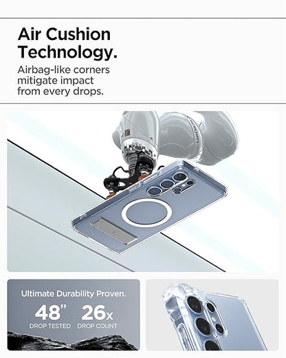 Spigen Ultra Hybrid S MagFit for Samsung Galaxy S25 Ultra Case, Transparent Galaxy S25 Ultra Back Cover - TPU+PC｜Clear White