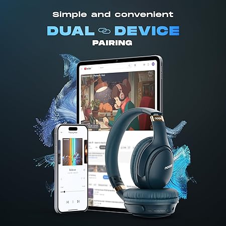 Noise Newly Launched Three Wireless On-Ear Headphones with 70H Playtime, 40mm Driver, Low Latency(up to 45ms),Dual Pairing, BT v5.3 (Blue) - Rajputtrade
