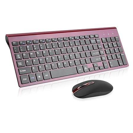 cimetech Wireless Keyboard and Mouse Combo, 2.4G Comfortable Ultra Slim Ergonomic Keyboard, Plug and Play Compact Full Size Keyboard for Mac, Windows, Laptop, Tablet, Computer - Wine Red - Rajputtrade