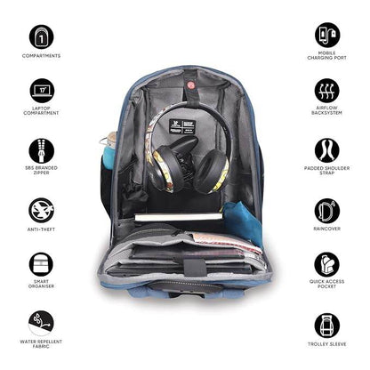 Arctic Fox Kobra Gaming Laptop Backpack | 27 Ltr Capacity|Water Resistant | Multipurpose Backpack |USB Cable holder Pocket|Rain Cover|Number Lock| Trolley sleeve|17" Unisex Laptop Backpack - Rajputtrade