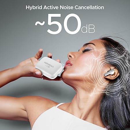 boAt Nirvana Ivy, 50dB Hybrid Active Noise Cancellation, 360º Spatial Audio,Fast Charge,App Support, v5.3 Bluetooth Earbuds, TWS Ear Buds Wireless Earphones with mic (Gunmetal White) - Rajputtrade