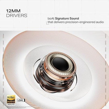 boAt Nirvana Zenith Pro (2025), 50dB Hybrid Adaptive ANC, Spatial Audio, Hi-Res Audio LDAC, 6Mics AI-ENx, 80 Hrs Battery, Bluetooth Earbuds, TWS Ear Buds Wireless Earphones with mic (Platinum Gold)