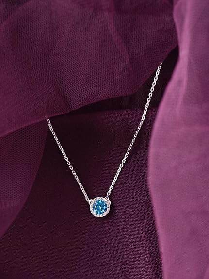 925 Sterling Silver Mila Pendant Chain Jewellery Set | Platinum Plated, Swiss Zirconia | Gift for Women & Girls - Rajputtrade