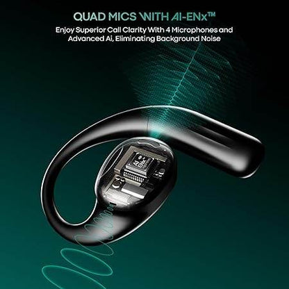 boAt Airdopes Progear Open-Ear Ear Buds for Outdoor Sports W/Air Conduction Tech,in Ear,4 Mics W/Ai-Enx, 100Hrs Playback,15Mm Drivers, Secure Fit,Beast Mode W/ 40Ms Latency, ASAP Charge(Active Black) - Rajputtrade