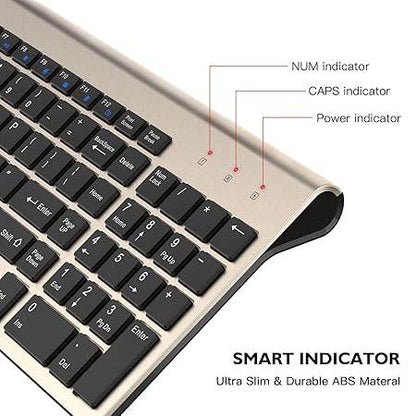 cimetech Wireless Keyboard and Mouse, 2.4G USB Comfortable Ultra Slim Ergonomic Keyboard, Plug and Play Compact Full Size Keyboard for Mac, Windows, Laptop, Tablet, Computer - Gold - Rajputtrade